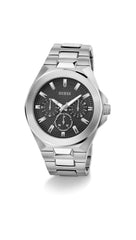 Guess Dashboard Multi-Function Analog Watch for Men, 46 mm Case Width, Silver Tone/Black