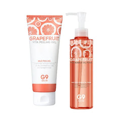 G9SKIN Grapefruit Vita Exfoliating Peeling Gel & Oil to Foam Cleanser Set - Korean Skincare Brightening & Deep Cleansing Duo for Smooth, Clear-looking Skin