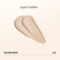 Heart Percent Dote on Mood Layer Cushion SPF 50+/PA+++ with Refill, Satin Glow Silky Flawless Finish Full Coverage Advanced Skincare Foundation (#21Y)