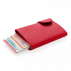 Santhome Card Holder Wallet, Mens Minimalist Slim Metal RFID NFC Blocking Contactless Card Protector Security Pop up wallet (Red)