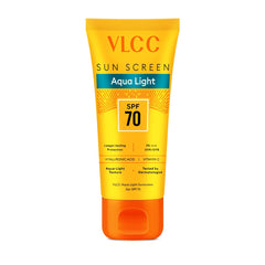 VLCC Aqua Light Sunscreen Gel SPF 70 PA++++ | Ultra-High UV Protection For All Skin Type | No White Cast | Non-Greasy, Fast-Absorbing | Hyaluronic Acid & Vitamin C | Sweat & Humidity Resistant - 100g