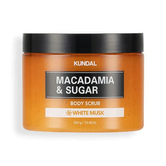 KUNDAL MACADAMIA & SUGAR Body Scrub with Shea Butter, White Musk, 19.4 oz, Moisturizing and Exfoliating for sensitive skin