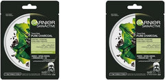 Garnier SkinActive Pure Charcoal Hydrating Facial Tissue Mask, with Natural Charcoal, Seaweed & Hyaluronic Acid, for Tightening Pores, 28g (Pack of 2)