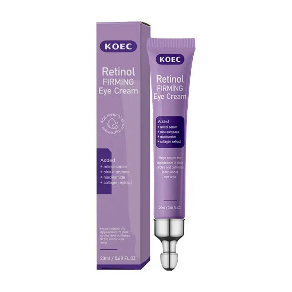 KOEC Retinol Firming Eye Cream with Massage Roller – Dark Circles, Puffiness & Wrinkle Repair