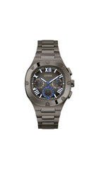 Guess Men's 42mm Watch - Black Strap Gunmetal Dial Silver Tone Case