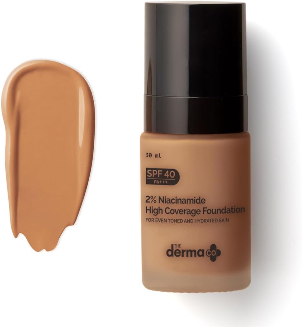 The Derma Co 2% Niacinamide High Coverage Matte Foundation With 1% Hyaluronic Acid & Spf 40 Pa+++ For 12 Hour Long Stay & Oil Control - 06 Beige, All