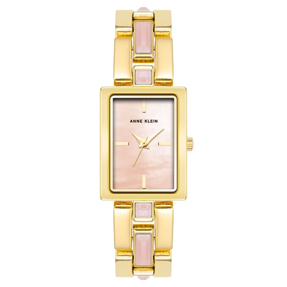 Anne Klein Rectangular Analog Watch for Women, 28 mm Size, Pink/Two Tone