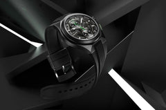 Bulova Men's Maquina Sport Black Ion-Plated Stainless Steel Case, 6-Hand Chronograph Quartz Watch with Matte Black Silicone Strap, Sapphire Crystal - Black