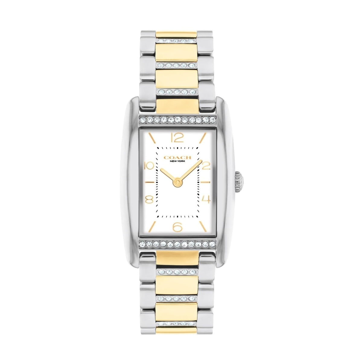 COACH WOMEN'S WHITE DIAL TWO TONE STAINLESS STEEL & CRYSTAL BRACELET WATCH - 14504318 - Silver