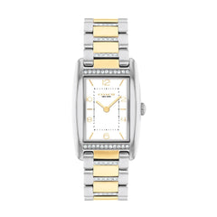 COACH WOMEN'S WHITE DIAL TWO TONE STAINLESS STEEL & CRYSTAL BRACELET WATCH - 14504318 - Silver