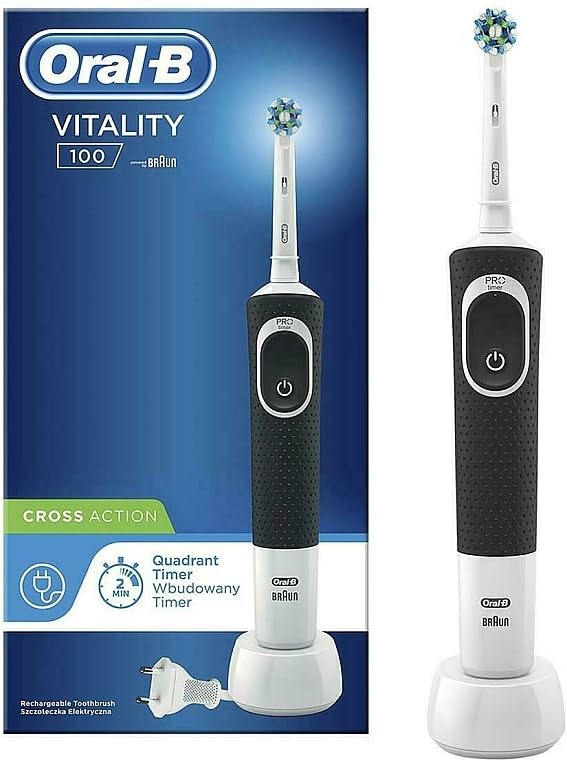 Oral-B Vitality 100 Black Electric Rechargeable Toothbrush, With Uae 3 Pin Plug