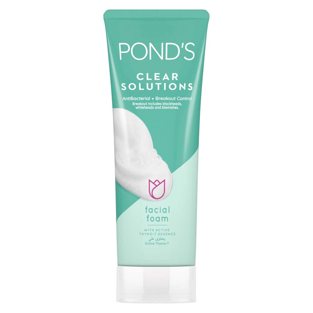 POND'S Clear Solutions Facial Foam with Active Thymo-T Essence, Antibacterial + Breakout Control, gives purified skin in just 3 days, 100g