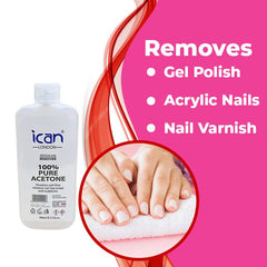 ICAN LONDON 100% Pure Acetone Nail Polish Remover UV GEL Soak Off - 100ML