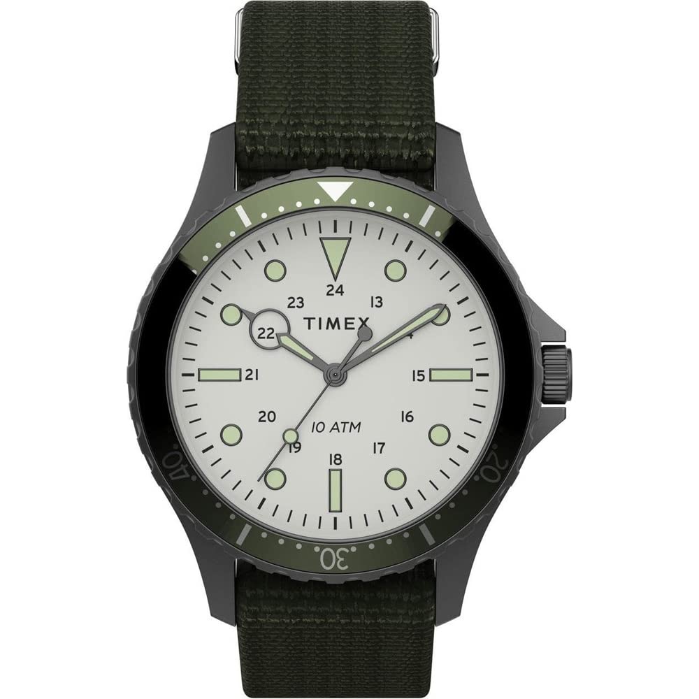 Timex Men's Analogue Quartz Watch with Fabric Strap TW2T75500, Green, strap
