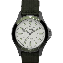 Timex Men's Analogue Quartz Watch with Fabric Strap TW2T75500, Green, strap
