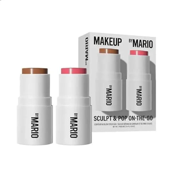 Makeup By Mario Sculpt & Pop On the Go Duo Contour and Blush Stick Medium Pale Petal & Warm Golden Soft Pink