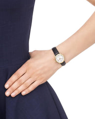 Timex Easy Reader Women's 25 mm Leather Strap Date Window Watch - Black/Goldtone