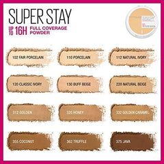 Maybelline New York Super Stay Full Coverage Powder Foundation Makeup, 102 Fair Porcelain, 0.21 Oz