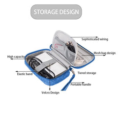 Azonee Travel Cable Organizer Bag, Portable Cable Organizer, Small Waterproof Electronic Accessories Storage Bag for Charger, Cable, Power Bank, Memory Card, Earphone, Phone, Adapter (Blue)