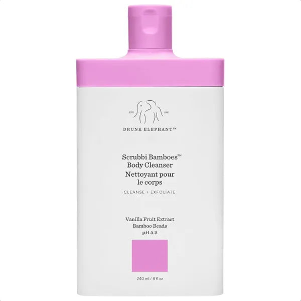 Drunk Elephant Scrubbi Bamboes Body Cleanser - 240 ml/8 fl oz - Sulfate-Free Body Scrub Wash - Clean Clinical Skincare - Cruelty-Free - Dermatologist Tested - Free of Essential Oils, Silicones, SLS