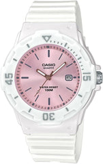 Casio Womens Quartz Watch, Analog Display and Resin Strap White / Pink