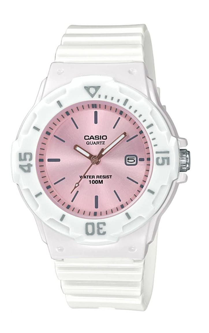 Casio Womens Quartz Watch, Analog Display and Resin Strap White / Pink