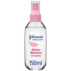 Johnson's Body Oil Spray, 24 HOUR Moisture, Baby Oil Spray Ideal for Baby Massage and as Moisturiser for Dry Skin to Soften Hands and Body, 150ml