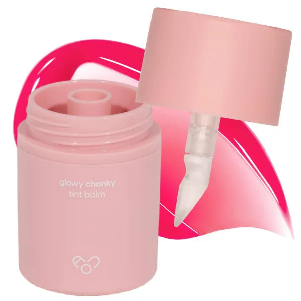 AOU GLOWY CHONKY TINT BALM 01 Apple Balm with Built-in Silicone Applicator - Mess-Free, Hygienic Design, Natural Gloss, Instant Hydration for Chapped Lips, Valentine's Day Gifts for Woman 0.12Oz