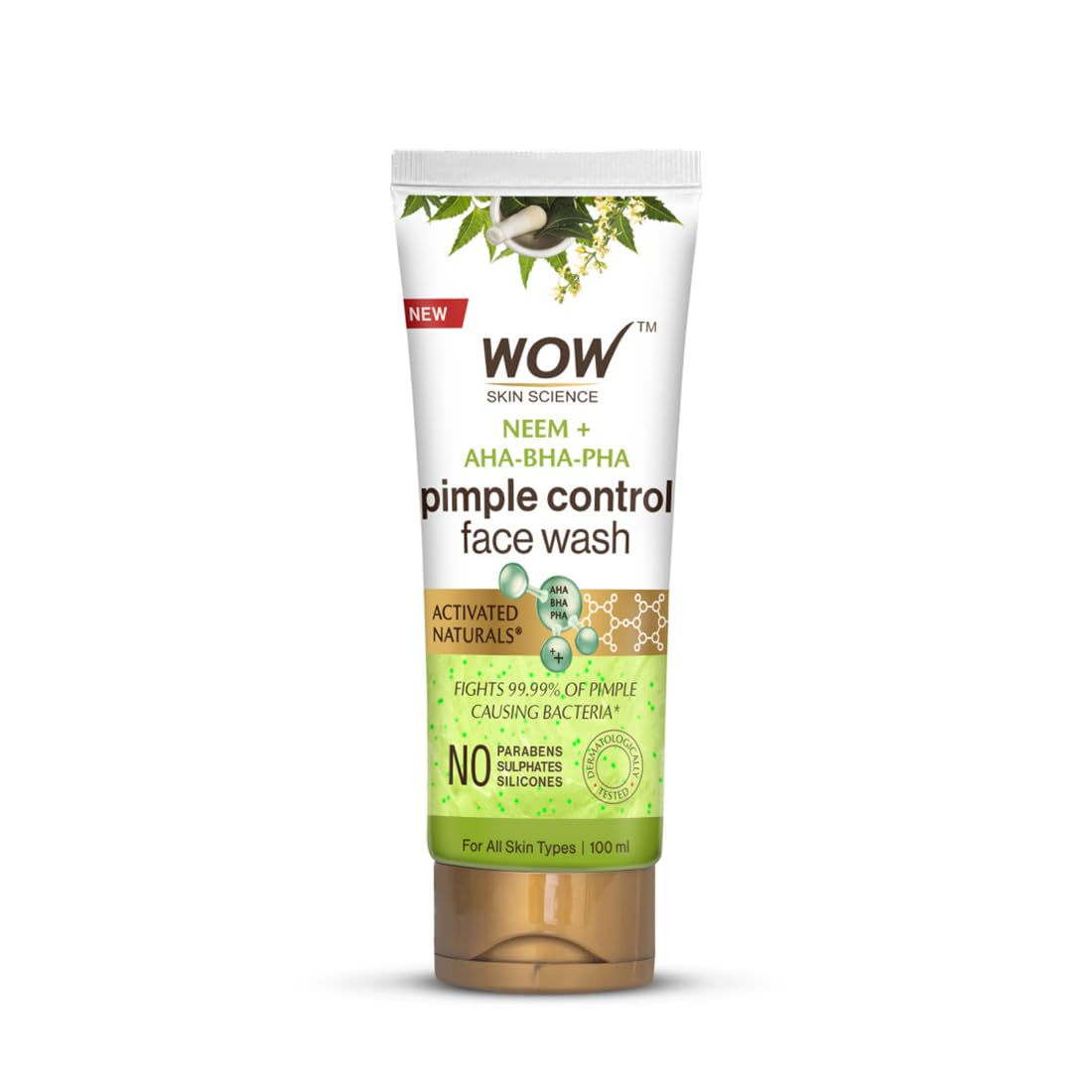WOW Skin Science Neem Face Wash, Purifies Skin, Unclogs Pores, Fights Acne, Calms Skin For all Skin Types - 100ml