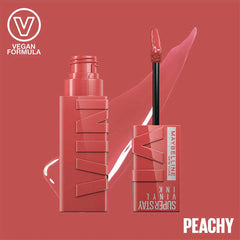 Maybelline New York Super Stay Vinyl Ink Longwear Transfer Proof Gloss Lipstick, 15 PEACHY