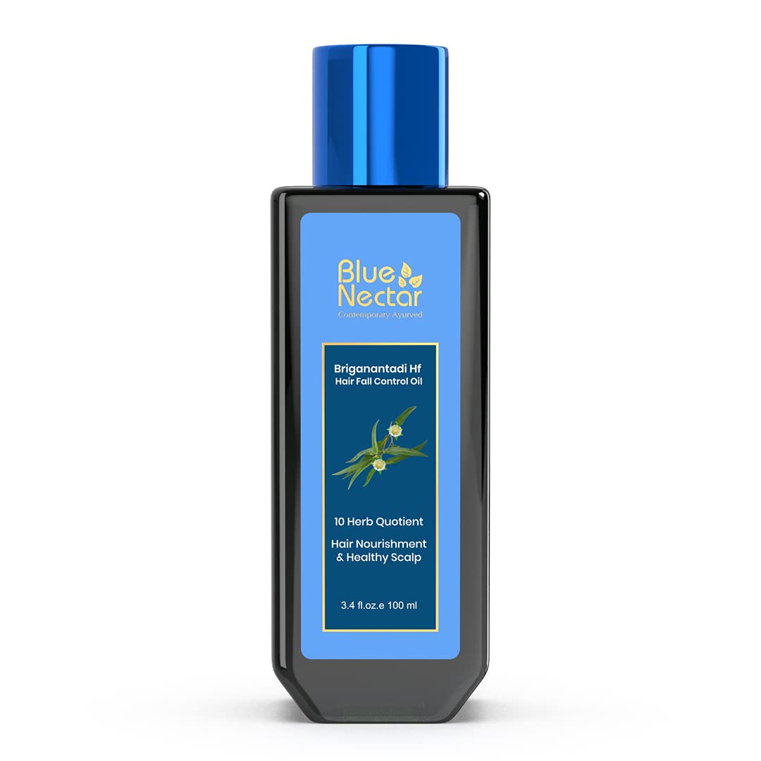 Blue Nectar Briganantadi Hair Fall control & Healthy Scalp Oil | Non Sticky Hair Oil for Hair growth | Perfect Hair Fall Oil for Women & Men (9 Herbs, 100 ml)