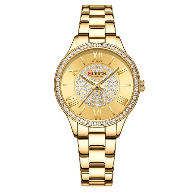 Curren 9084 Fashion Casual Luxury Quartz Women's Watches Waterproof Automatic Watches Original Design Elelgant Lover's Gift Diamond Gold Women's Watch