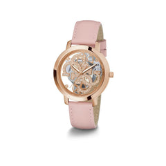 GUESS Ladies Trend Clear 36mm Watch – Glitz Dial with Silver-Tone Stainless Steel Case & Bracelet