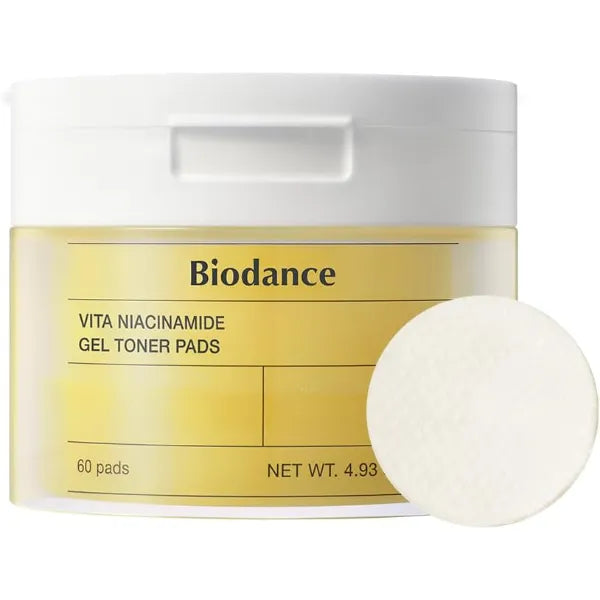 Biodance Vita Niacinamide Gel Toner Pads, Dark Spot Corrector, Evening Skin Tone, Hydrating for Sensitive Skin, Gentle Exfoliating Toner Pads, Korean Skincareㅣ4.93 fl.oz.(140g)*60Pads