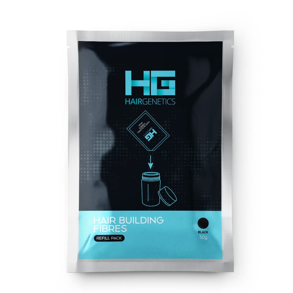 Hairgenetics Advanced Hair Building Fibers 50g, Large Refill (Black)
