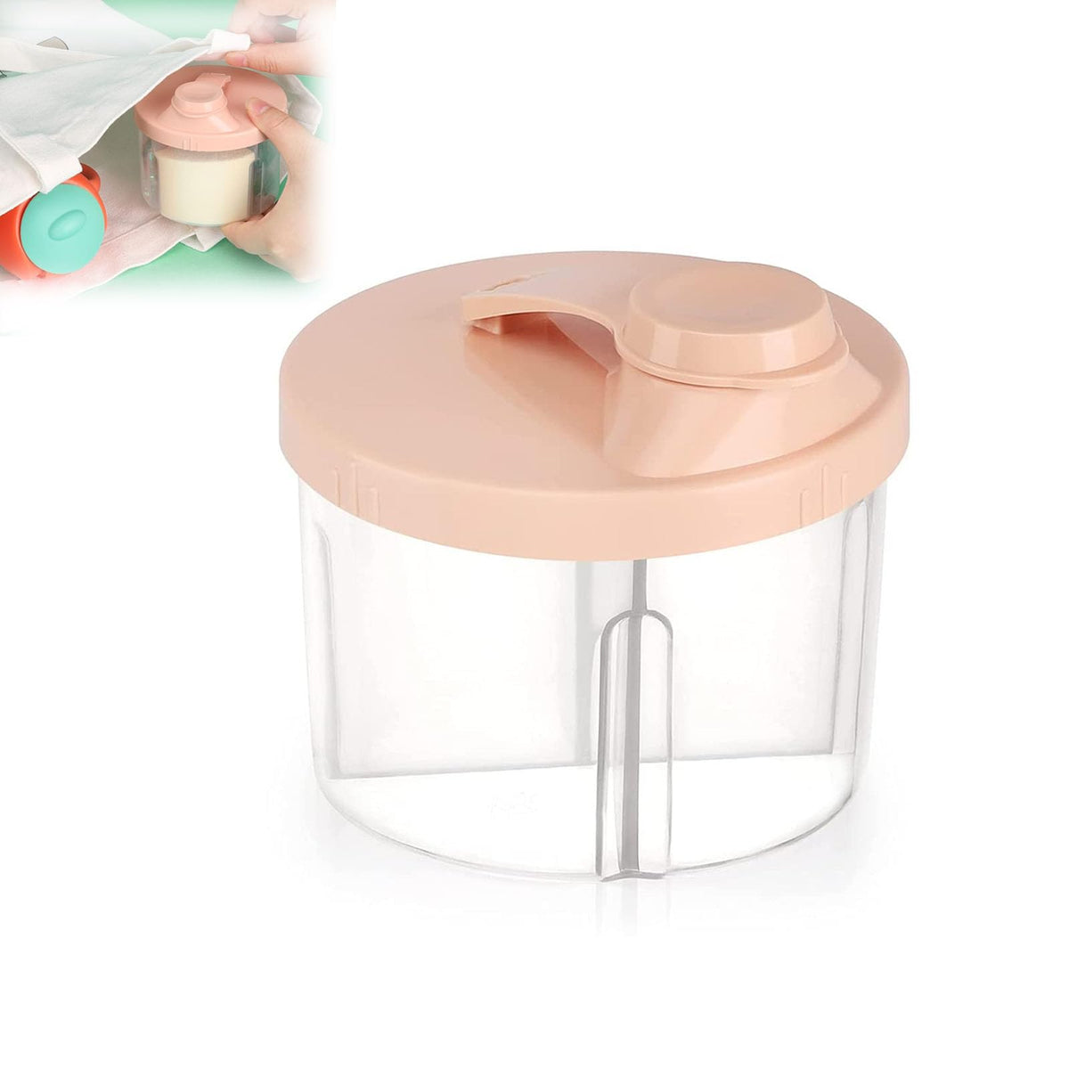 KASTWAVE Baby Formula Dispenser On The Go, Non-Spill Rotating Four-Compartment Formula Container to Go, Milk Powder Kids Snack Container for Infant Toddler Travel Outdoor