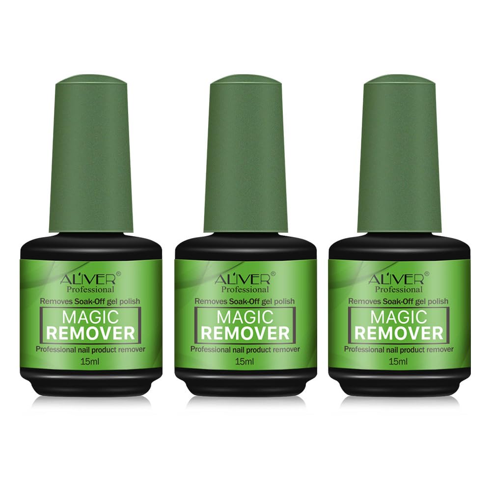 ALIVER Gel Nail Polish Remover - 3 Pack, 15ml Magic Remover Gel Nail Polish, Quickly Soak Off Nail Polish Remover - Gel Polish Remover (3 Pack)