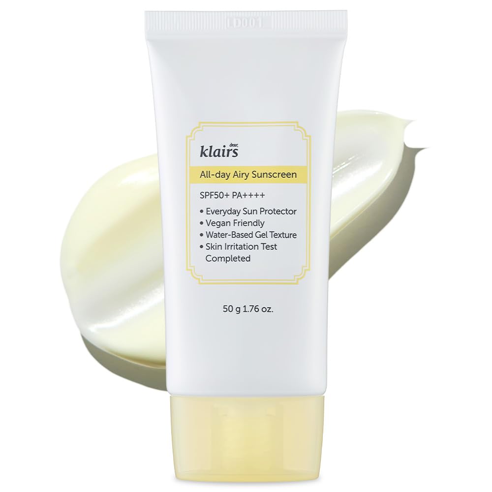 DearKlairs All-day Airy Sunscreen with SPF 50+ PA++++ lightweight, Non-Greasy, Non-Comedogenic - 50g