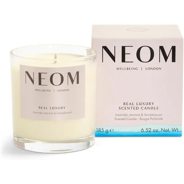 NEOM Real Luxury Scented Candle,1 Wick | Lavender & Rosewood | Essential Oil Aromatherapy Candle | Scent to De-Stress