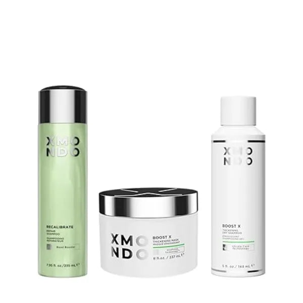 XMONDO Hair Thick and Volume Kit For Fine Hair Revitalize Strands with Biollagen, Plant-based Protein, Bond Booster For Visbility Fuller Hair