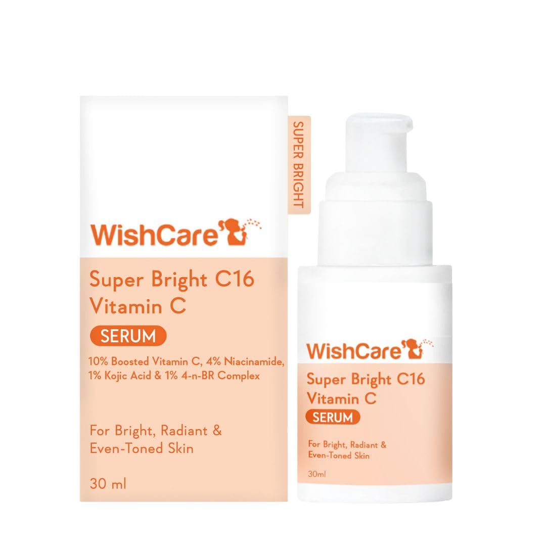 WishCare Super Bright C16 Vitamin C Serum for Oily Skin, Dry & Combination Skin -10% Vitamin C, 4% Niacinamide,1% Kojic Acid, 0.5% Ferulic Acid, Licorice & 4-n-BR- Serum For Pigmentation & Dark Spots