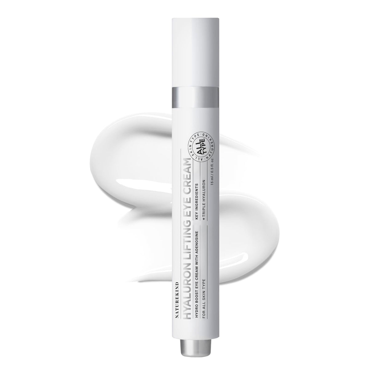 NATUREKIND Hyaluron Lifting Eye Cream, Hyaluronic Acid, 5% arbutin, Niacinamide for Puffy Eyes, Dark Spot and Fine Lines, Hydrating Under Eye Bag, Korean Skin Care, 15ml, 0.5 fl. oz