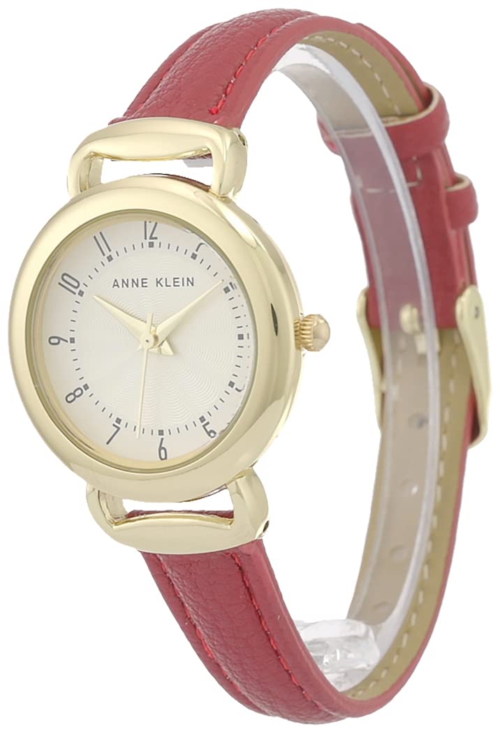 Anne Klein Women's Easy to Read Dial Strap Watch, AK/3826, Red/Gold