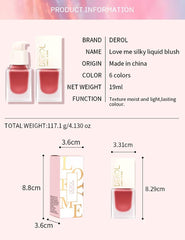 DEROL Liquid Blush Mousse Cream Blushes For Cheeks Face Palette Bronzer Highlighter Shape Contour Stick Moisturizing Matte Finish Long-wearing Waterproof Women (Love Me 02#), Pack Of 1, 19 ml