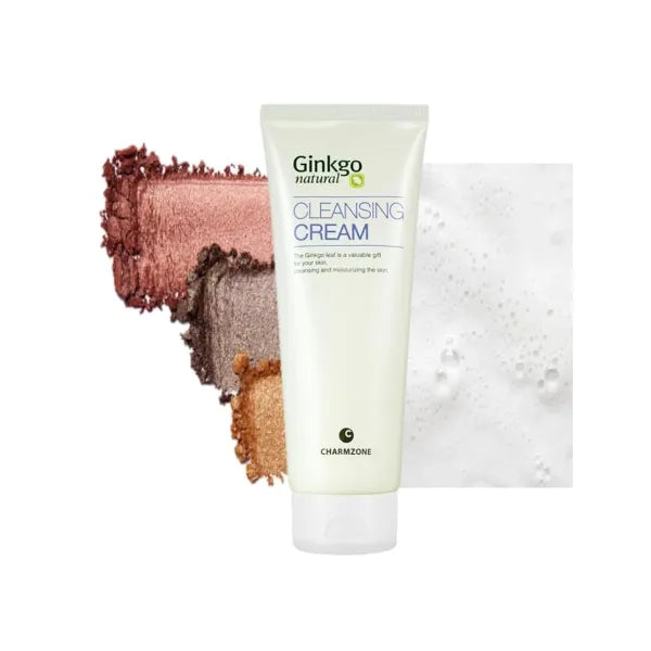 CHARMZONE Ginkgo Natural Cleansing Cream Makeup Remover, Deep Facial Cleanser for All Skin Types, Gentle Hydrating Korean Cleanser with Ginkgo Leaf Extract, Non-Greasy Rinse-Off, 7.06 oz K-Beauty