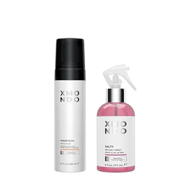 XMONDO Wave Foam & Salty Sea Spray Bundle Vegan Anti Frizz Formulas for Waves, Texture, and Shine, 2pc Set