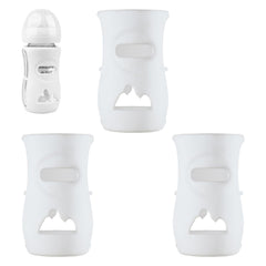 Azonee Natural Glass Baby Bottle Silicone Case, Breakage-Resistant Baby Bottle Holder, BPA Free, Suitable for Babies, Feeding Bottles(Pack Of 3, 8 Oz.)