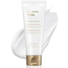 MISSHA Super Aqua Cell Renew Snail Foaming Cleanser 100ml - Korean Skincare Face Wash with Snail Mucin for Deep Cleansing and Hydration
