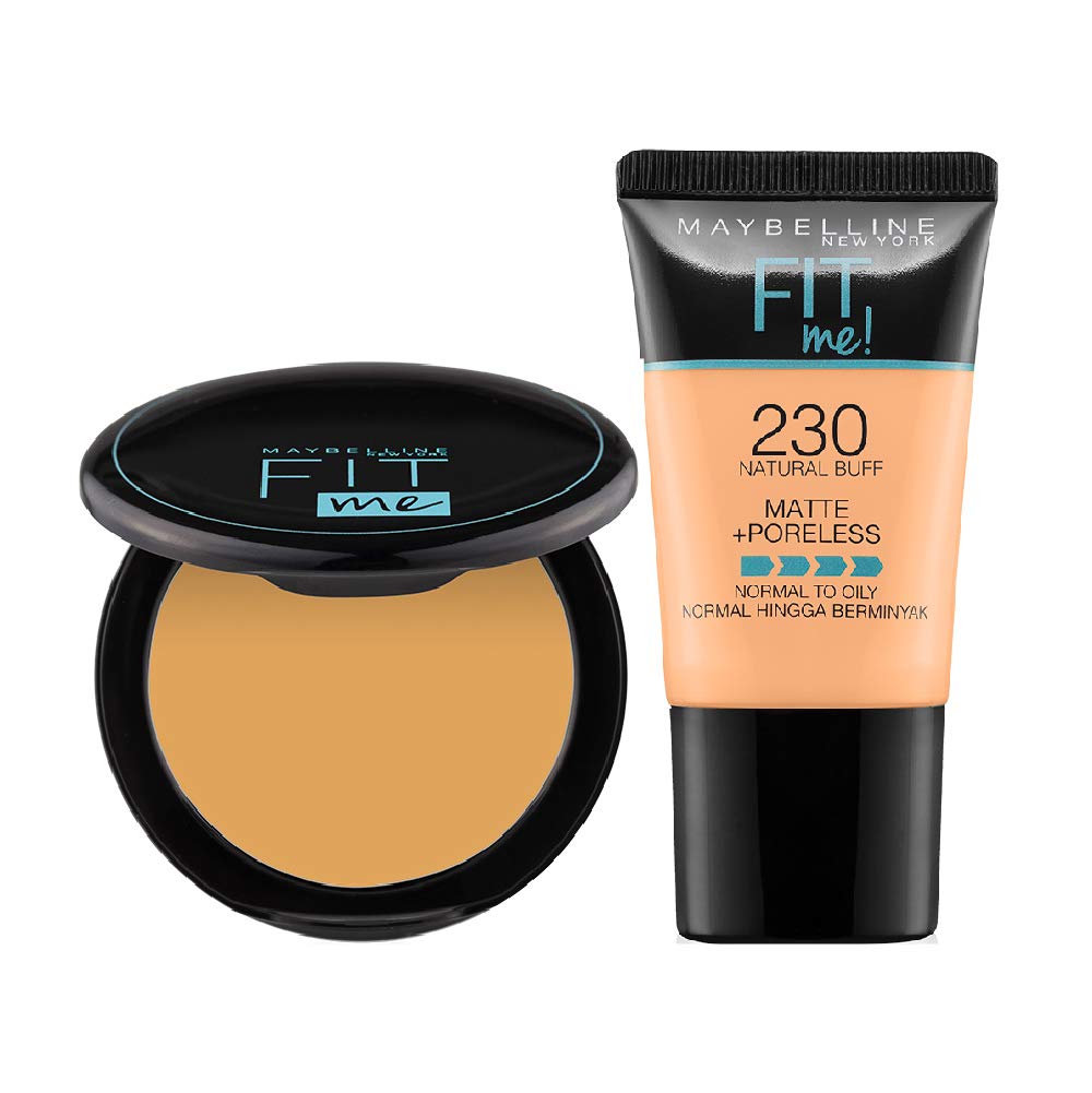 Maybelline New York Fit Me Foundation Tube, 230 + Fit Me Compact Powder, 230 | Matte Foundation | Oil Control Compact Powder.