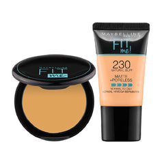 Maybelline New York Fit Me Foundation Tube, 230 + Fit Me Compact Powder, 230 | Matte Foundation | Oil Control Compact Powder.